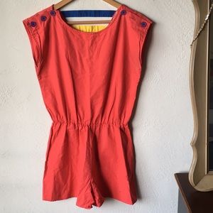Vintage red romper w/ buttons & colorful back